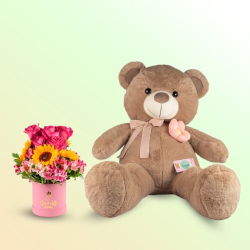 Peluche Gigante Flor con Box de Rosas y Girasoles