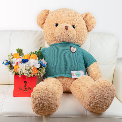 Peluche Gigante de Oso Rulo con Box de Rosas
